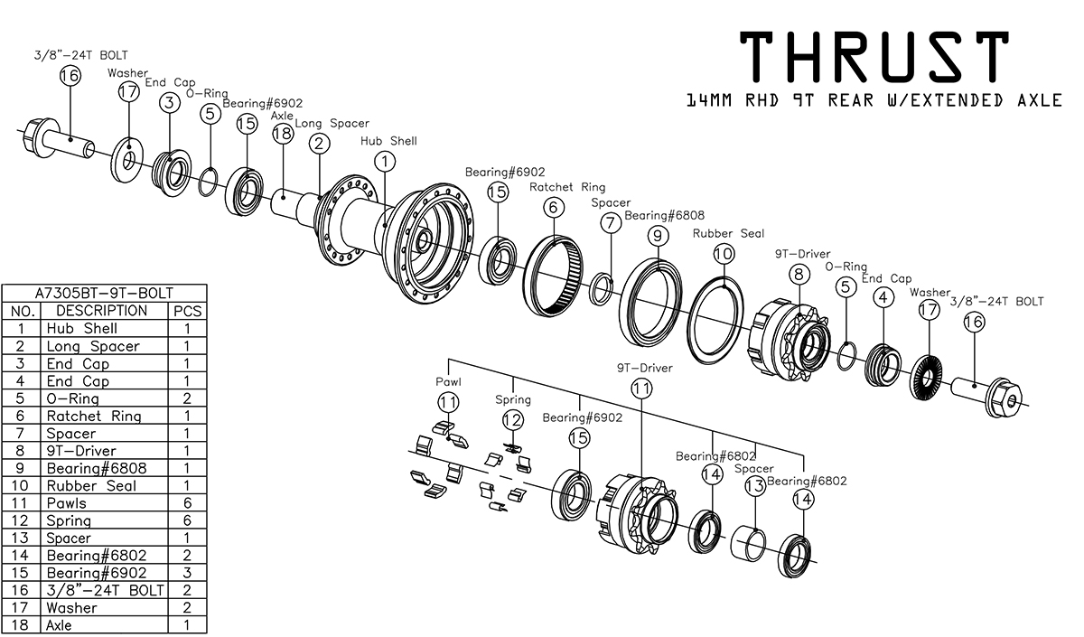 bmx rear hub ball bearings